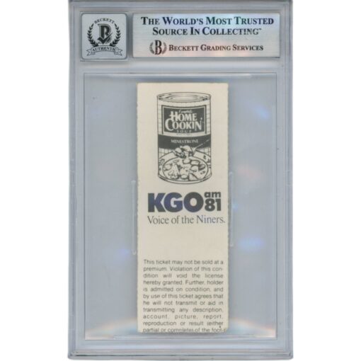 Joe Montana John Elway San Francisco 49ers 10/29/90 Ticket Slab Beckett 49958
