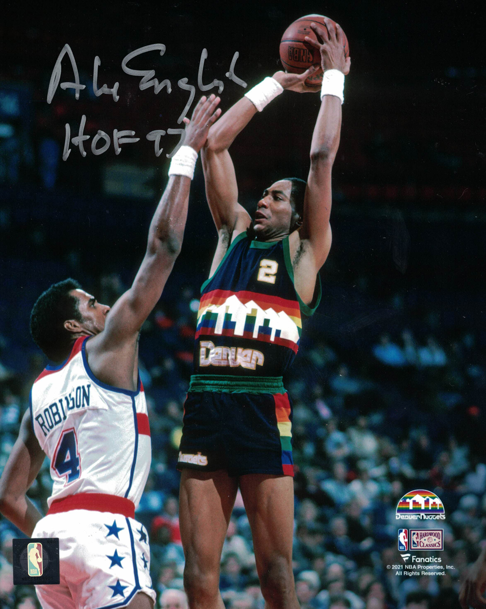Alex English Autographed/Signed Denver Nuggets 8×10 Photo Beckett BAS Denver Autographs