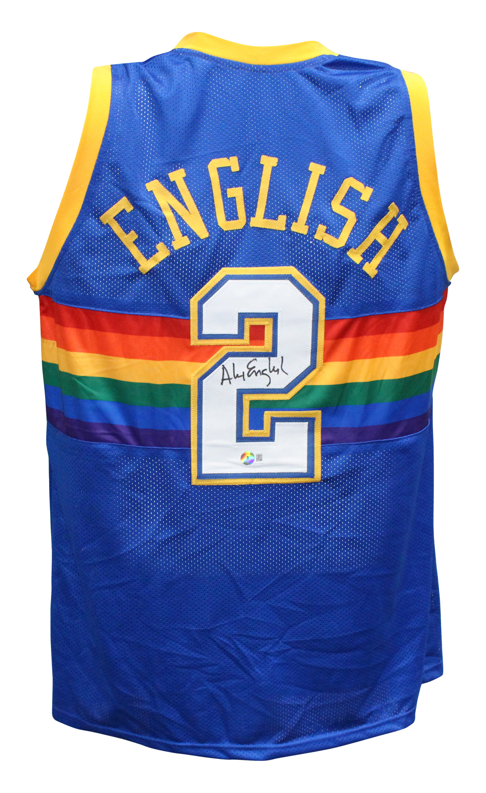 Alex English Autographed/Signed Pro Style Blue Jersey Beckett