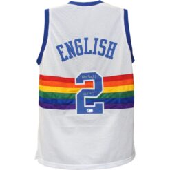 Alex English Autographed Pro Style White XL Jersey HOF Beckett Witness 51633