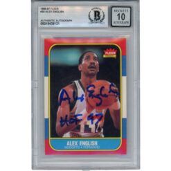 Alex English Autographed 1986 Fleer #30 HOF Trading Card 10 Slab Beckett 51936