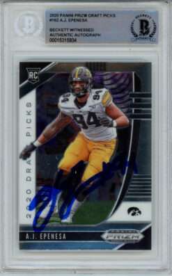 AJ Epenesa Signed 2020 Panini Prizm Draft Picks #162 Rookie Card BAS Slab