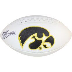AJ Epenesa Autographed/Signed Iowa Hawkeyes Logo Football Beckett Witness 50258