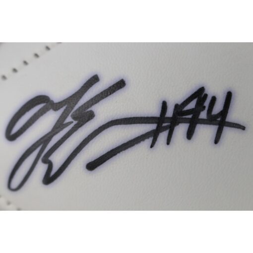 AJ Epenesa Autographed/Signed Iowa Hawkeyes Logo Football Beckett Witness 50258