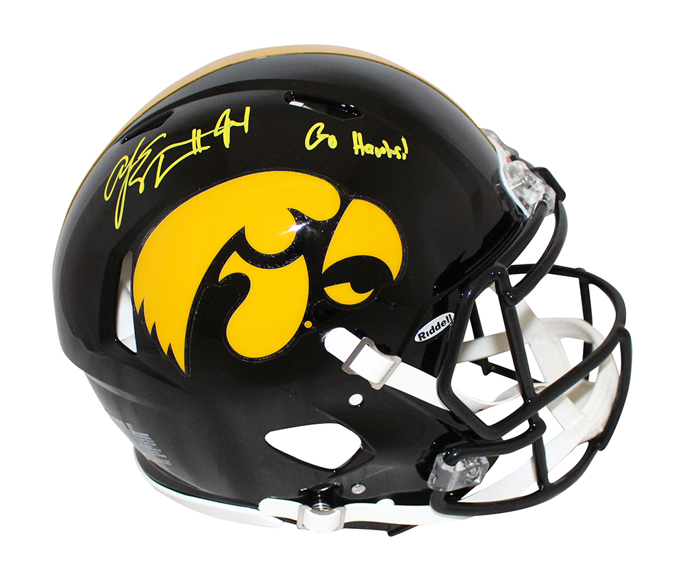 AJ Epenesa Signed Iowa Hawkeyes Authentic Speed Helmet Go Hawks BAS