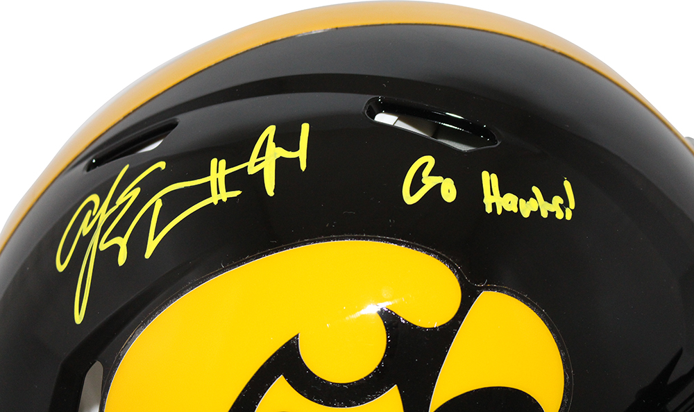 AJ Epenesa Signed Iowa Hawkeyes Authentic Speed Helmet Go Hawks BAS