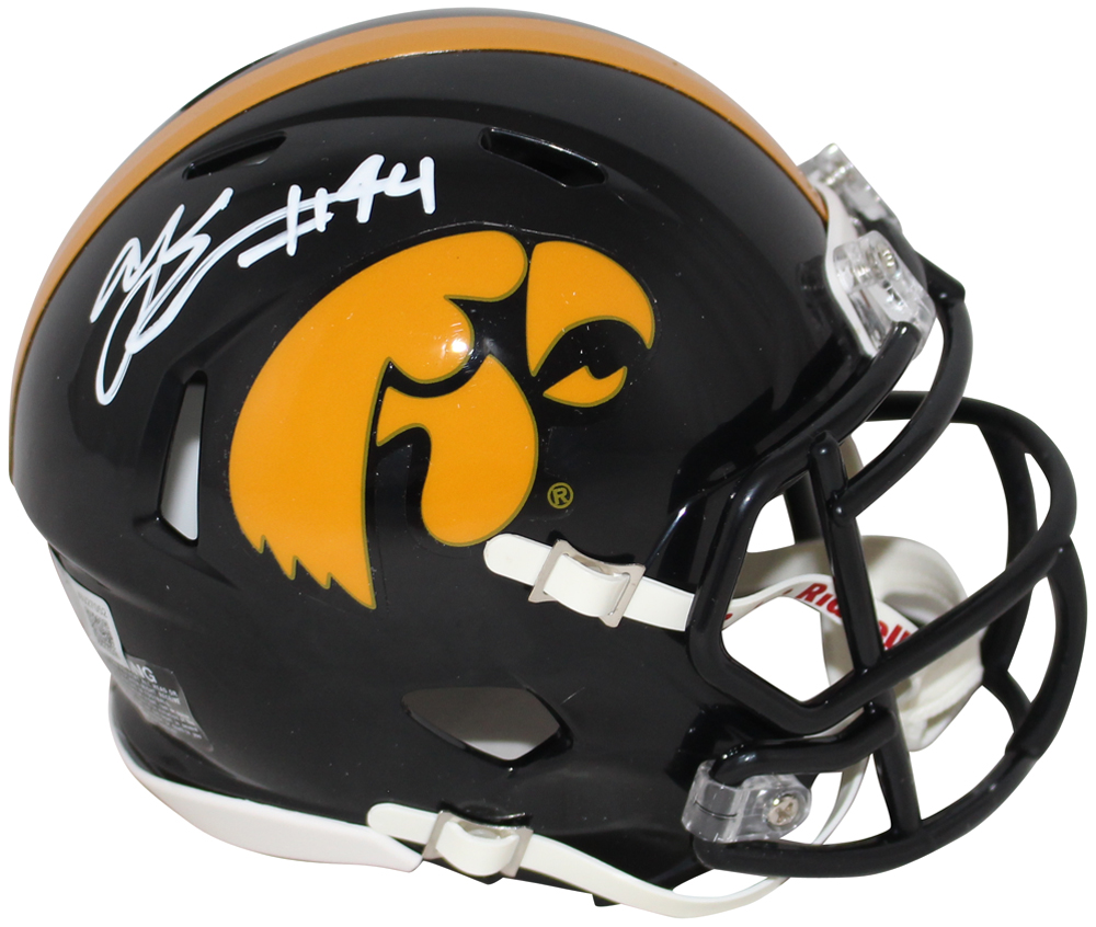 AJ Epenesa Autographed/Signed Iowa Hawkeyes Speed Mini Helmet BAS