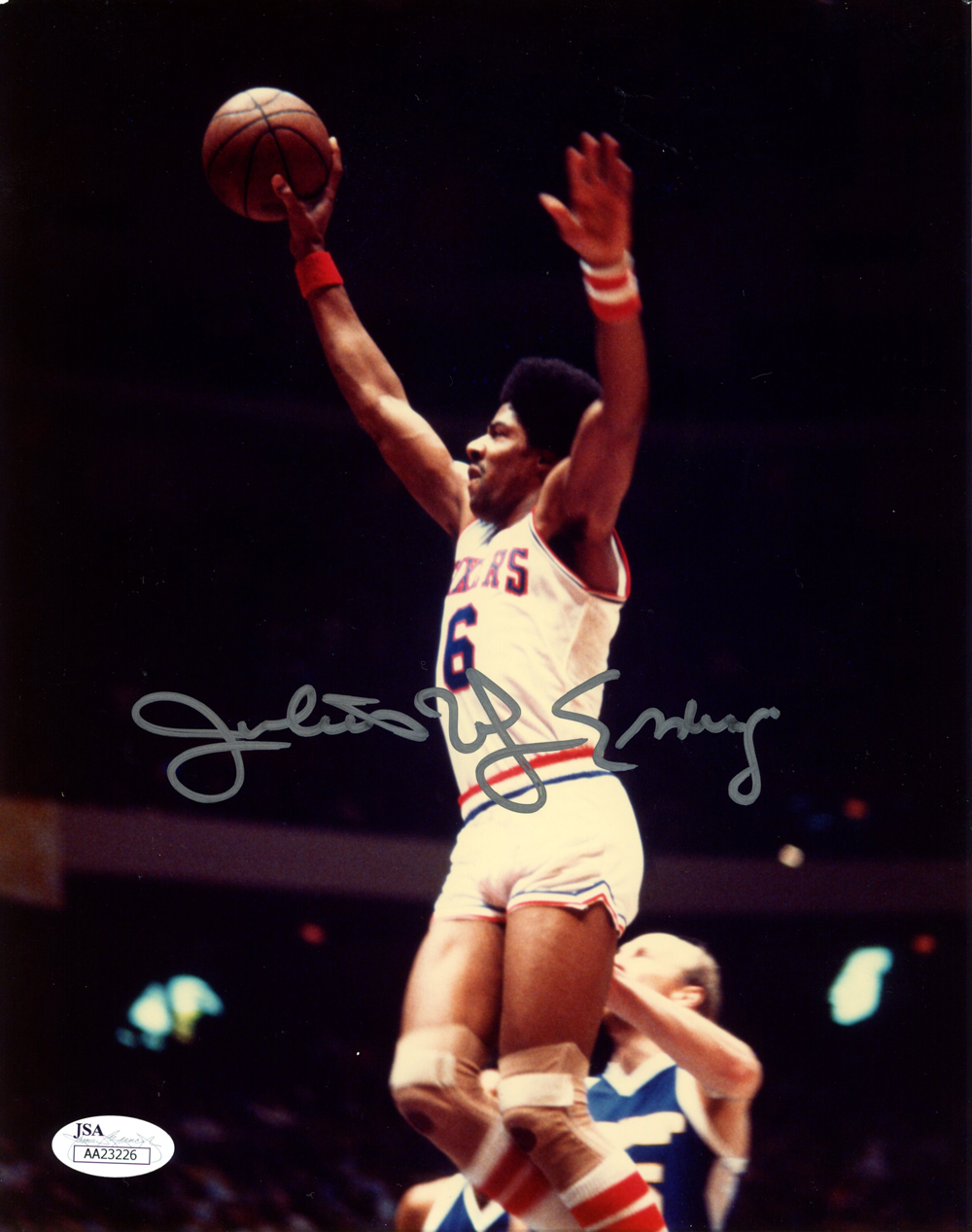 Julius Erving Autographed/Signed Philadelphia 76ers 8x10 Photo JSA