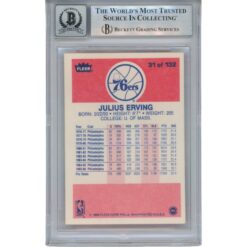 Julius Erving Autographed 1986 Fleer #31 Trading Card 10 Auto Slab Beckett 53383