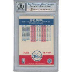 Julius Erving Autographed 1987 Fleer #35 Trading Card 10 Auto Slab Beckett 53379