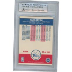 Julius Erving Autographed 1987 Fleer #35 Trading Card 10 Auto Slab Beckett 53531