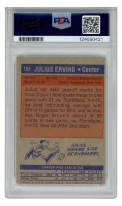 Julius Erving Autographed Virginia Squires 1972 Topps #195 HOF Card PSA 4 59406