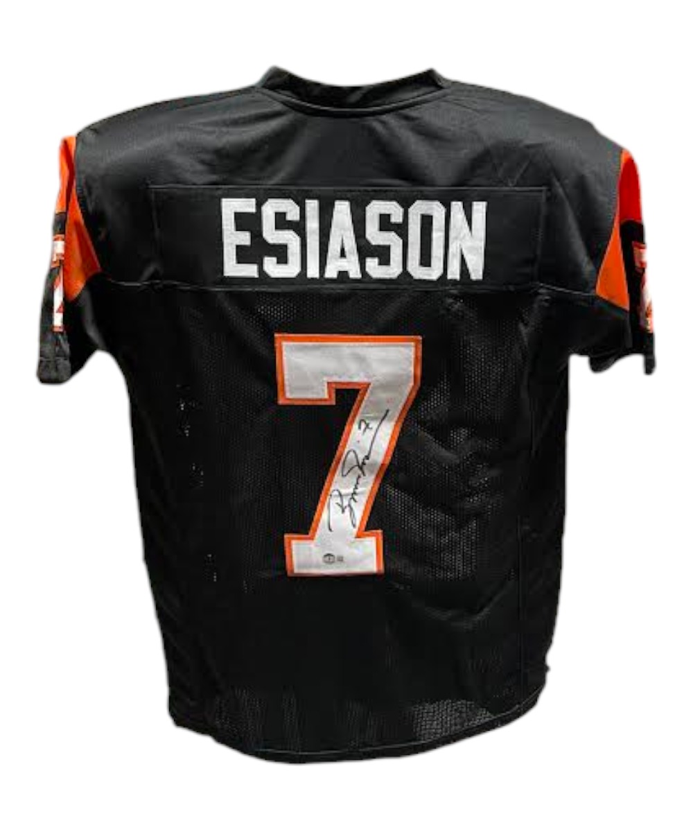 Boomer Esiason Autographed/Signed Pro Style Black Jersey Beckett