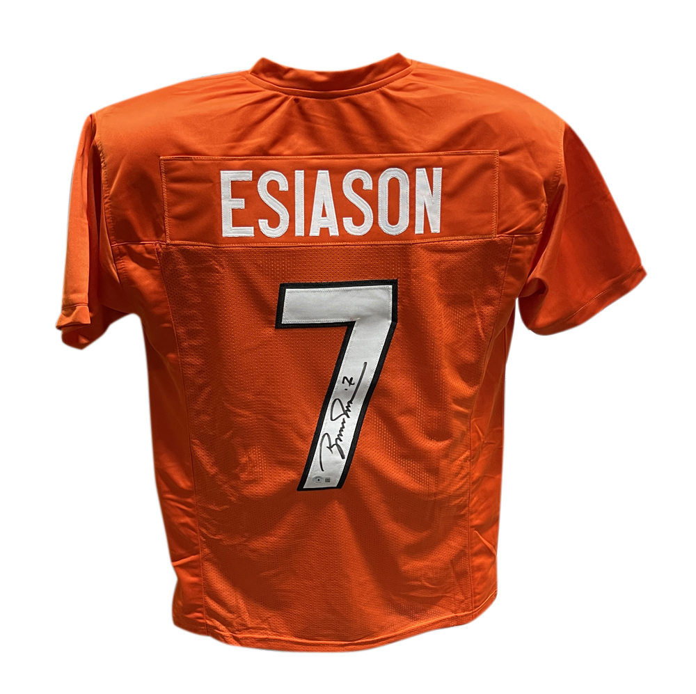 Boomer Esiason Autographed/Signed Pro Style Orange Jersey Beckett