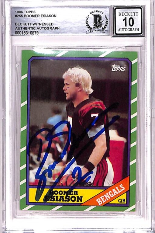 Boomer Esiason Signed 1986 Topps #255 Trading Card Grade 10 Auto BAS