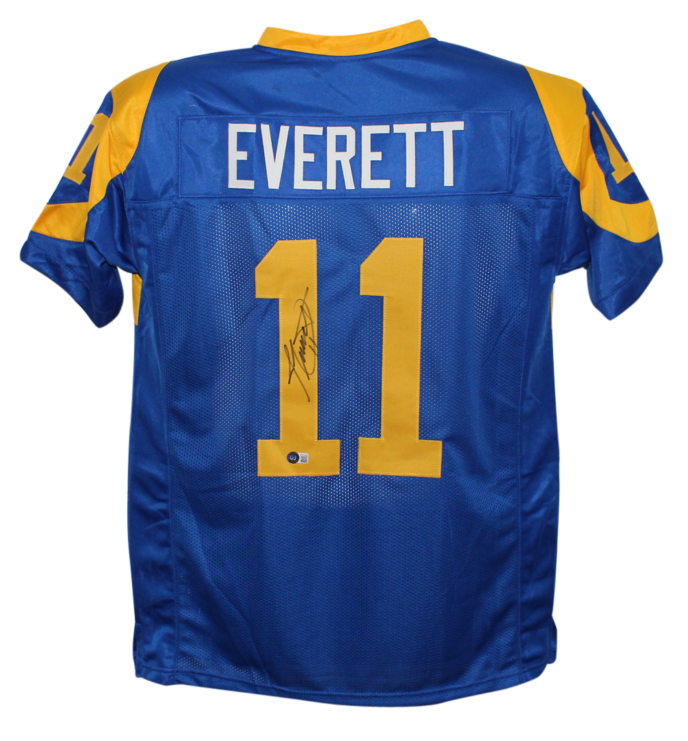 Jim Everett Autographed/Signed Pro Style Blue XL Jersey Beckett BAS