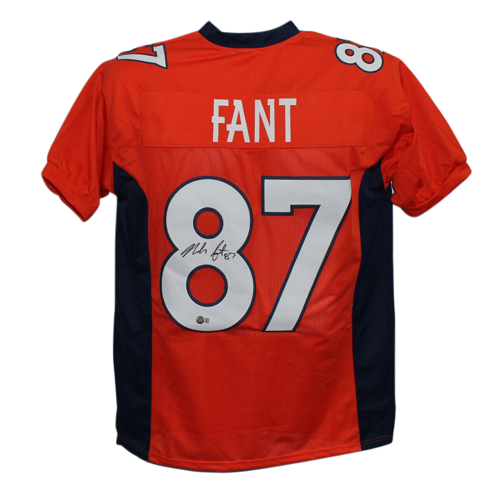 Noah Fant Autographed/Signed Pro Style Orange XL Jersey Beckett BAS