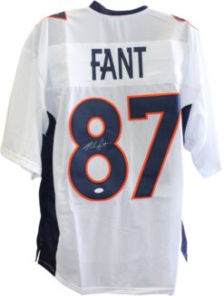 Noah Fant Autographed/Signed Pro Style Size XL White Jersey JSA 59368