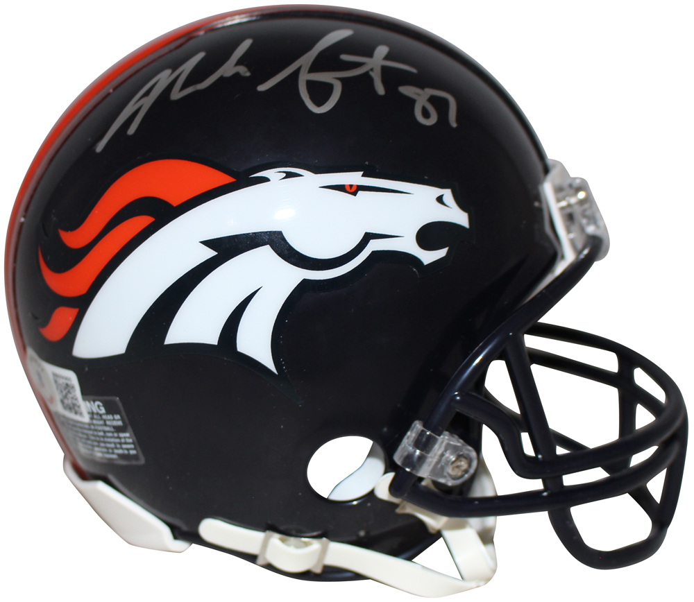 Noah Fant Autographed/Signed Denver Broncos VSR4 Mini Helmet BAS