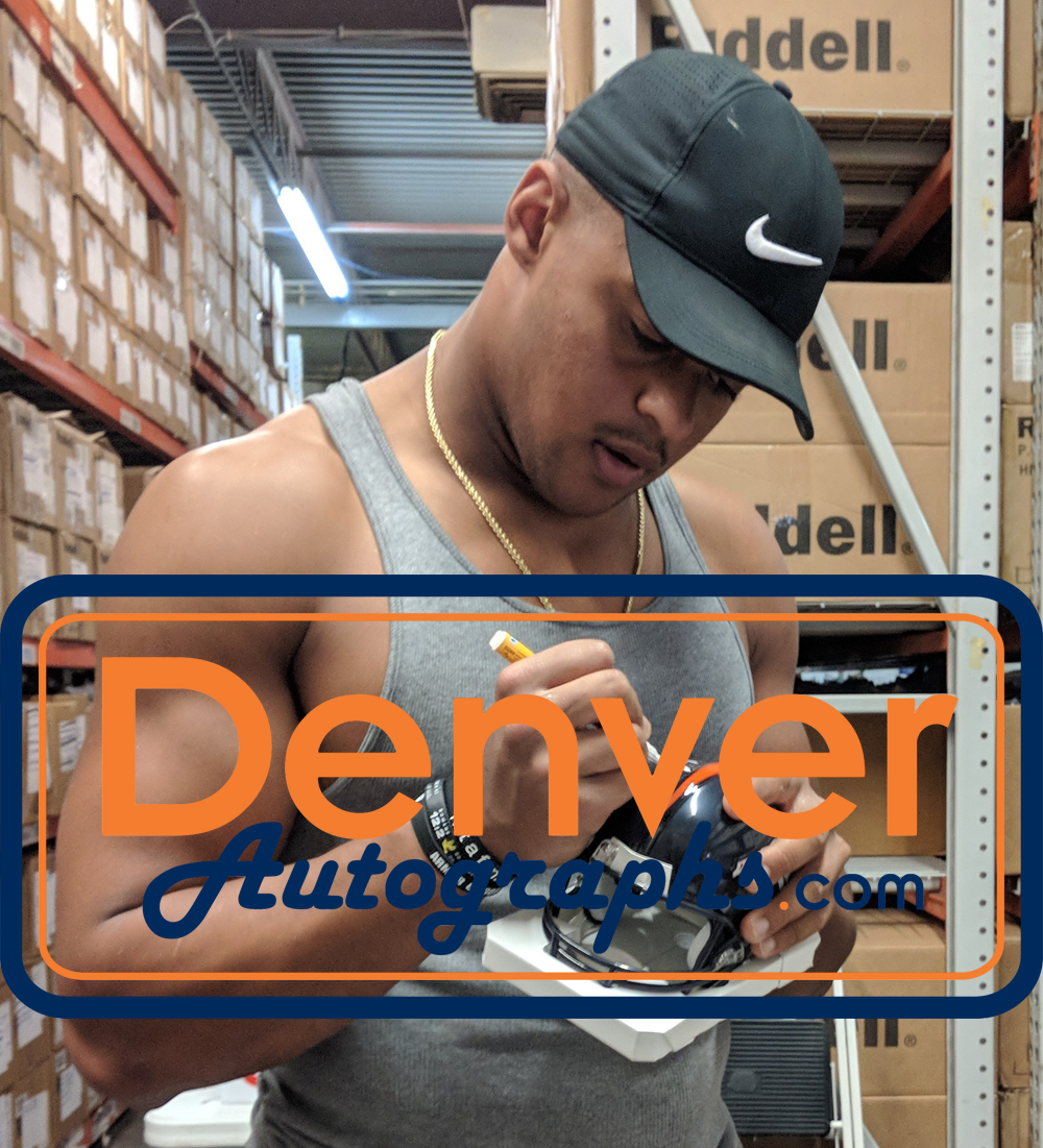 Noah Fant Autographed/Signed Denver Broncos Mini Helmet