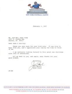 Jim Fassel Autographed/Signed New York Giants Personalized Team Letter 57869
