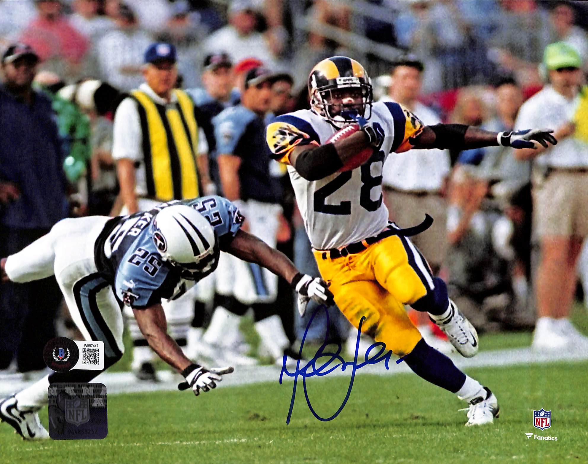 Marshall Faulk Autographed/Signed Los Angeles Ram 8x10 Photo Beckett