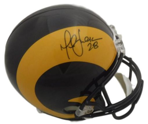 Marshall Faulk Autographed/Signed Los Angeles Rams Replica Helmet JSA 14604