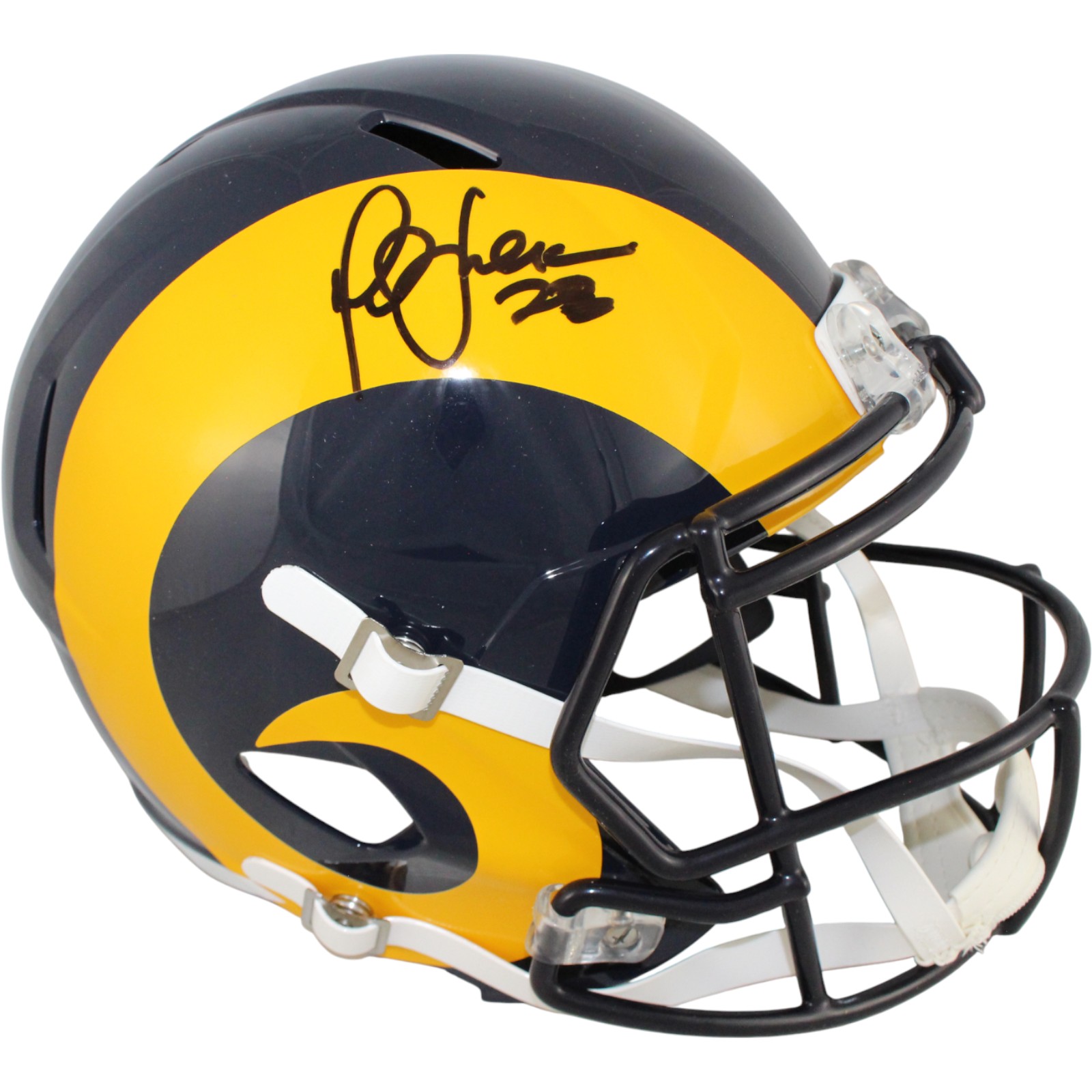 Marshall Faulk Autographed Los Angeles Rams F/S Helmet Beckett Witness 53295