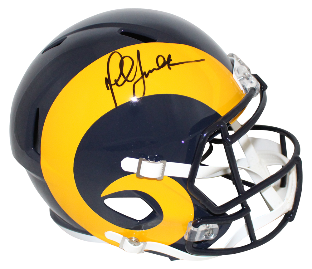 Marshall Faulk Signed St Louis Rams F/S 1981-99 Speed Helmet Beckett