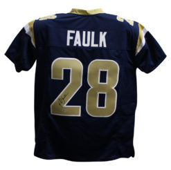 Marshall Faulk Autographed/Signed Pro Style Blue XL Jersey BAS 25109