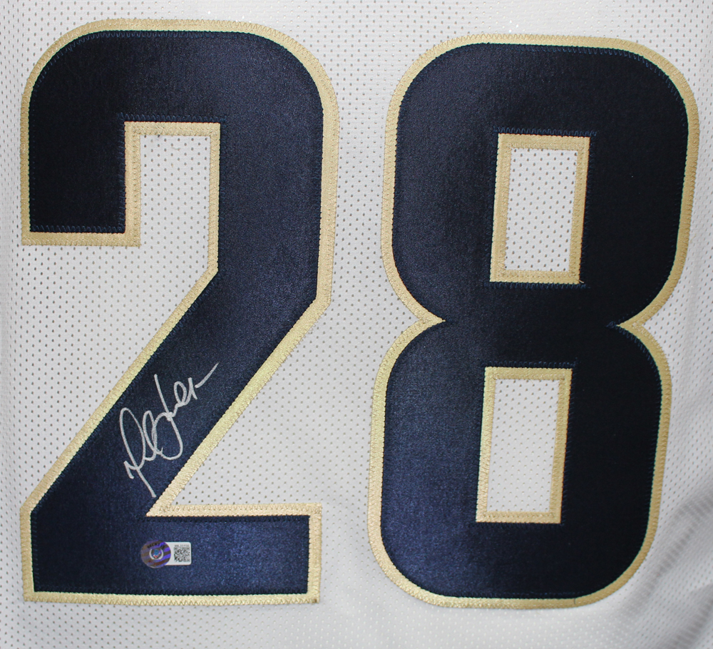 Marshall Faulk Autographed/Signed Pro Style Current Blue XL Jersey BAS