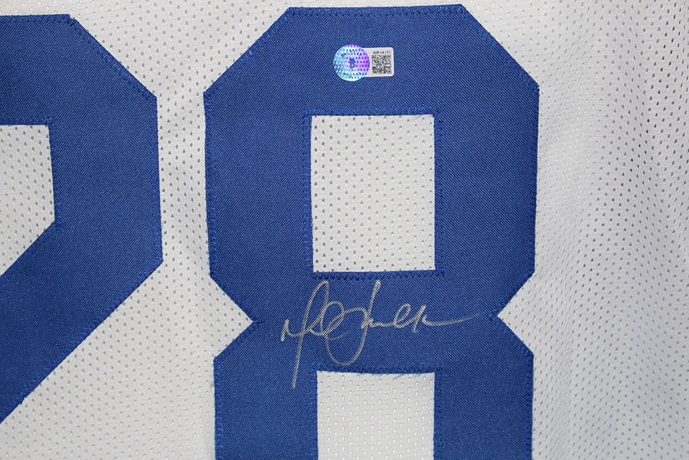 Marshall Faulk Autographed/Signed Pro Style TB White XL Jersey Beckett