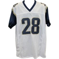 Marshall Faulk Autographed/Signed Pro Style XL Jersey White Beckett WIT 58501
