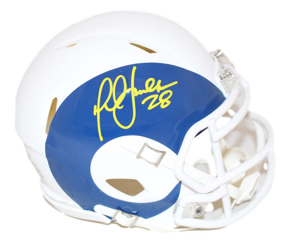 Marshall Faulk Autographed/Signed St Louis Rams AMP Mini Helmet BAS 22153