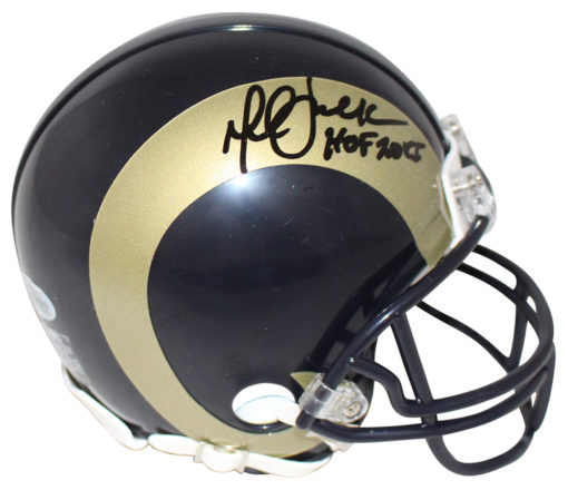 Marshall Faulk Autographed/Signed St Louis Rams Mini Helmet HOF BAS 25681