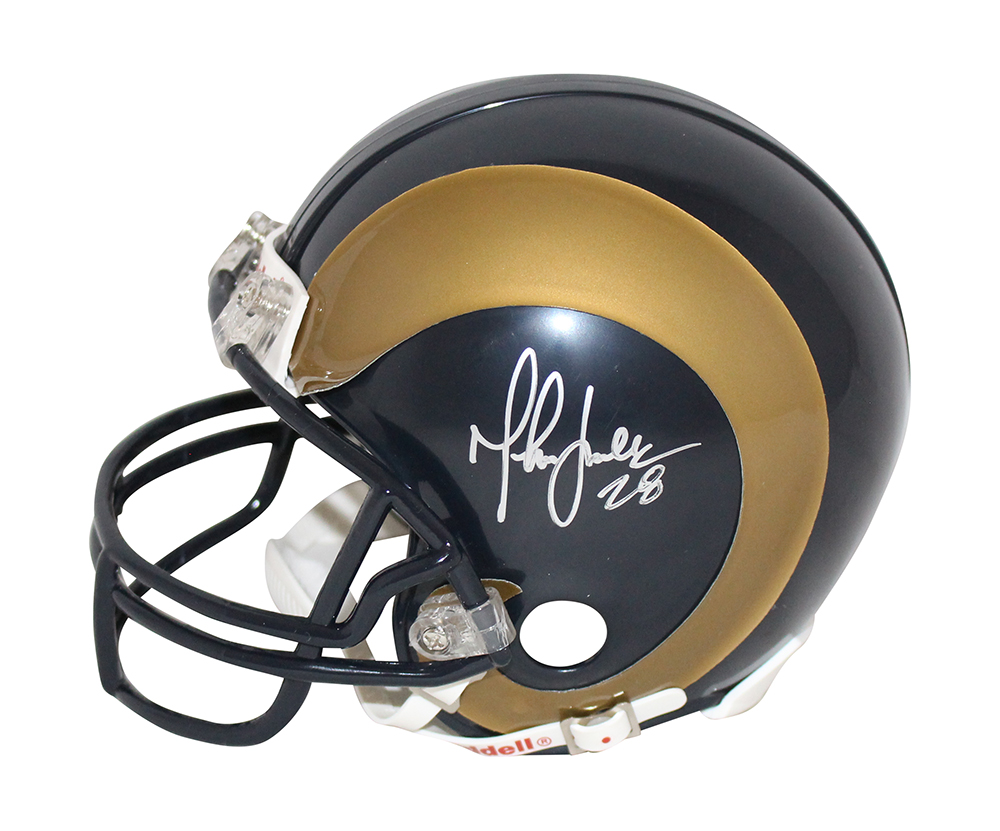 Marshall Faulk Autographed/Signed St Louis Rams TB Mini Helmet BAS 32938