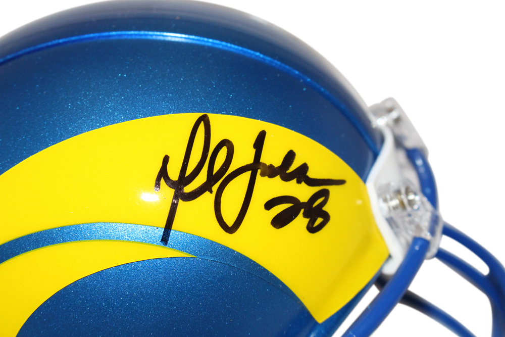 Marshall Faulk Autographed Los Angeles Rams VSR4 Mini Helmet BAS