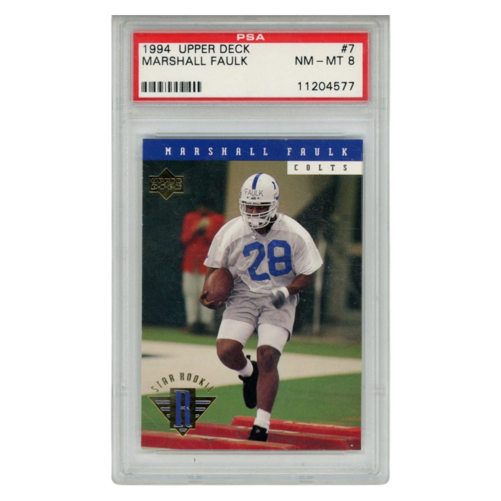 Marshall Faulk Indianapolis Colts 94 Upper Deck #7 PSA 8 Slab Trading Card 56583