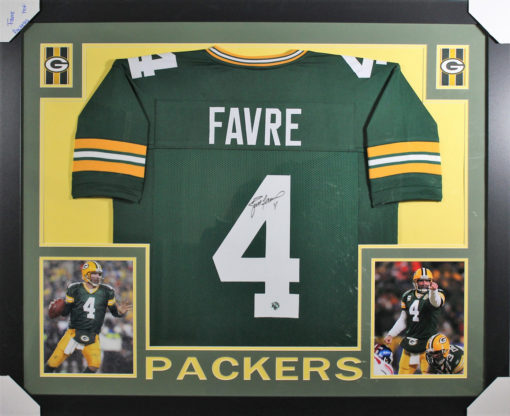 Brett Favre Autographed Green Bay Packers Framed Green XL Jersey 20166
