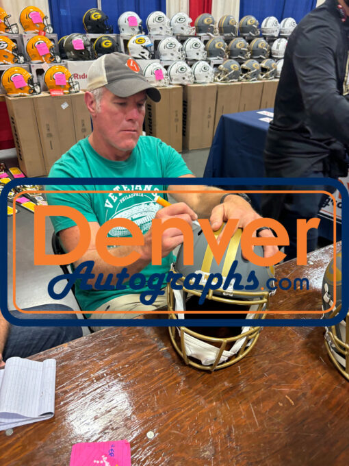Brett Favre Autographed Green Bay Packers F/S Slate Helmet Beckett Witness 49203