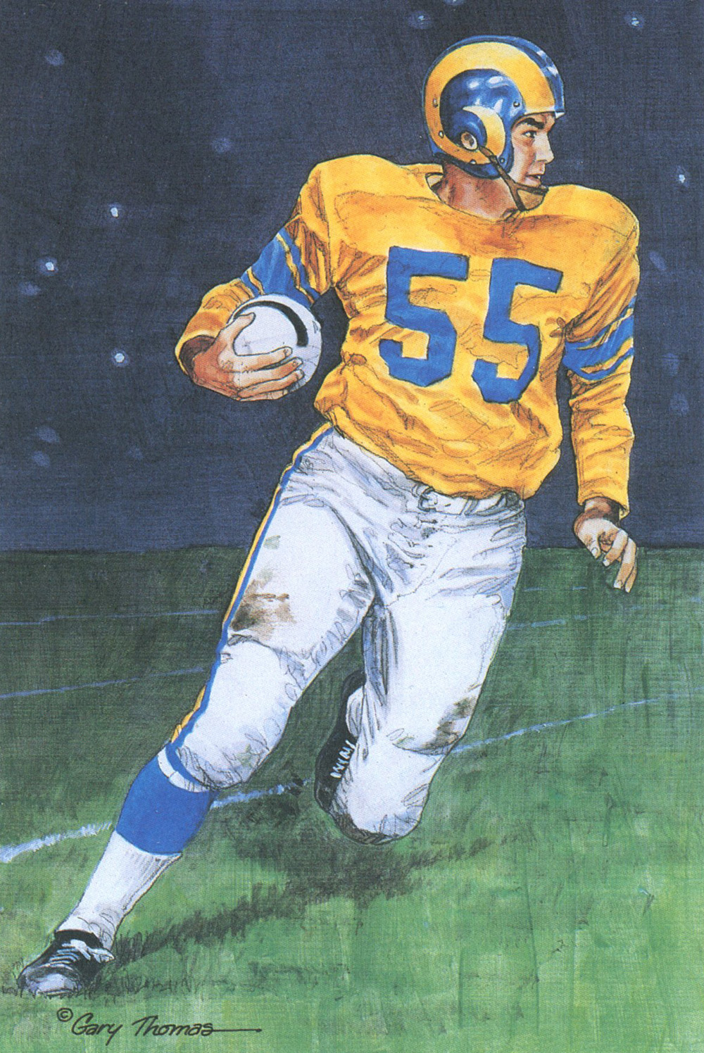 Tom Fears Unsigned 1989 Series One Goal Line Art Card St Louis Rams