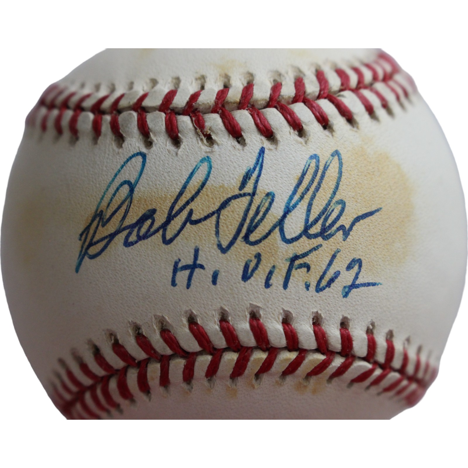 Bob Feller Autographed American League Baseball HOF Toned Beckett 44351