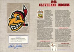 Bob Feller Autographed Cleveland Indians 1948 Patch Stat Card Beckett 54959