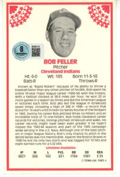 Bob Feller Autographed Cleveland Indians 1982 TCMA Jumbo Trading Card BAS 56072