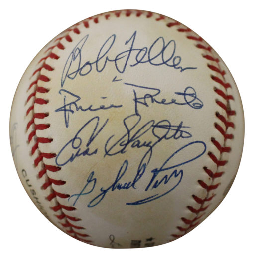 Willie Stargell & Bob Feller Signed National League Baseball +6 Sigs JSA 13330