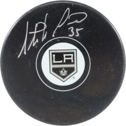 Stephane Fiset Autographed/Signed Los Angeles Kings Logo Puck Beckett 53980