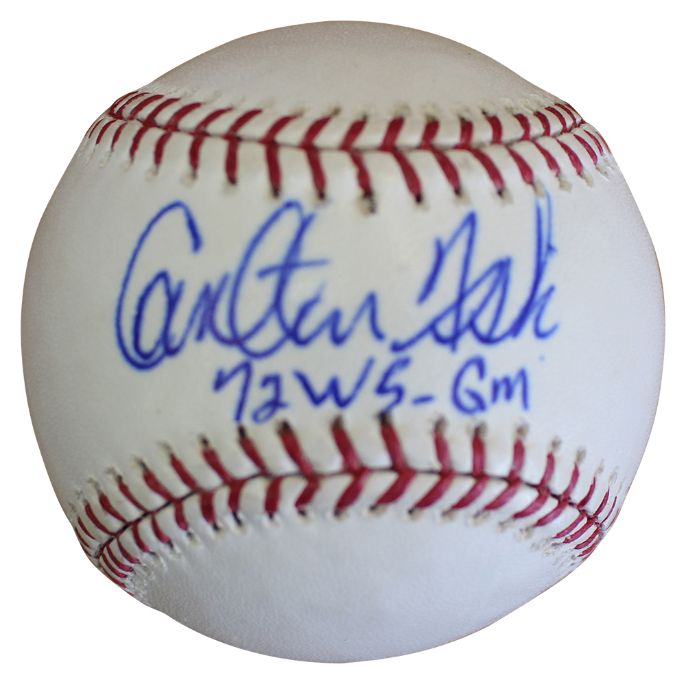Carlton Fisk Autographed Boston Red Sox OML Baseball 72 WS BAS 25147