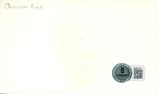 Carlton Fisk Autographed/Signed Boston Red Sox Index Card BAS 45376