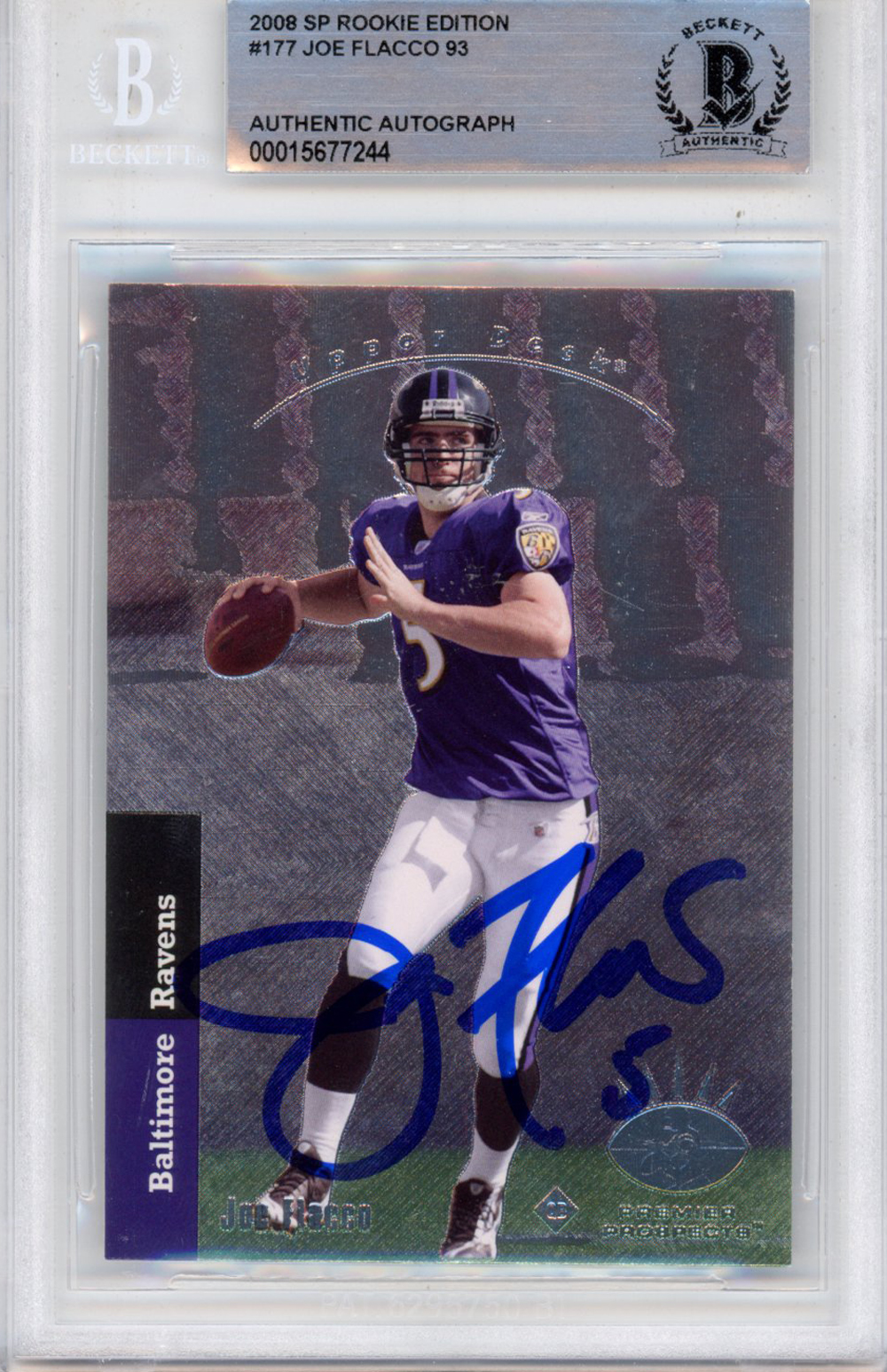 Joe Flacco Autographed  2008 SP #177 Beckett Slabbed