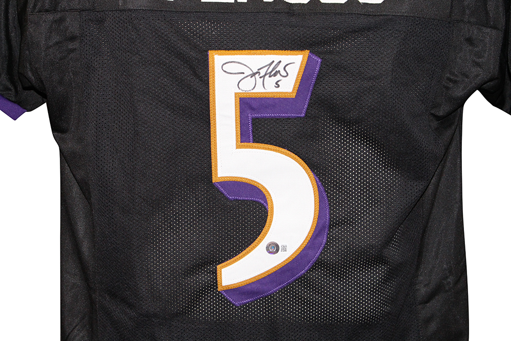 Joe Flacco Autographed/Signed Pro Style Black XL Jersey Beckett